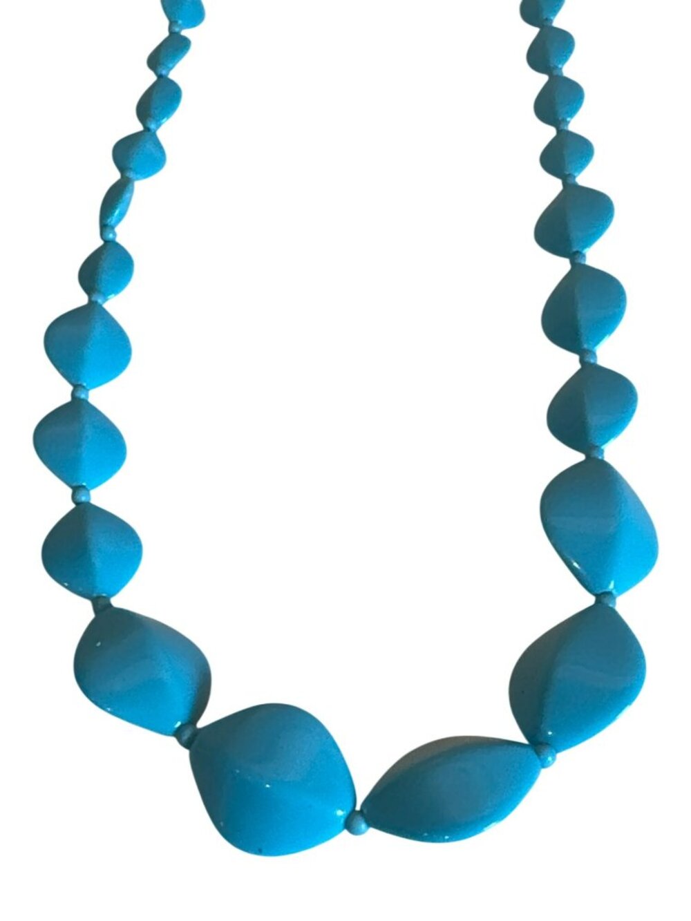 VTG Necklace Turquoise Colored Faceted Beaded Chunky Statement Spacers